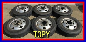 ■中古タイヤホイール■　TOPY 16インチ 5.5J +115 5H 203.2 32.5 146 YOKOHAMA LT151R 195/85R16 114/112L LT ６本 激安 送料無料 K306