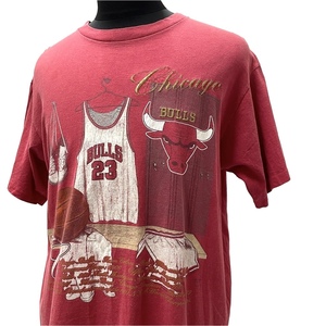 アメリカ古着 90s NBA シカゴ ブルズ Tシャツ アメリカ製 赤/ バスケ ロッカールーム NUTMEG 90年代 マイケルジョーダン Chicago BULLS