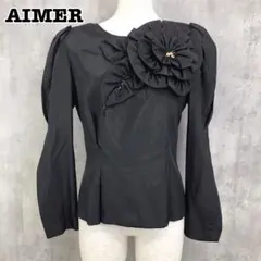 AIMER バックボタン コサージュ カットソー