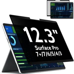 Surface Laptop Pro 7+/7/6/5/4/3 12.3インチ 覗き見防止フィルター ノサクション式 吸着式 保護フィルム 粘着タイプ プライバシーフィルタ