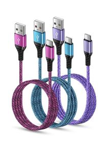 USB Type Cケーブル 1.8m 3本3A急速充電 QC3.0対応 タイプｃ充電ケーブル 高耐久 ナイロン USB A to USB C ケーブルiPhone15充電ケーブル