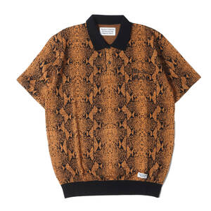 WACKO MARIA ワコマリア ポロシャツ サイズ:L 23SS パイソン柄 ジャガード ニット ポロシャツ PYTHON KNIT JACQUARD POLO SHIRT オレンジ