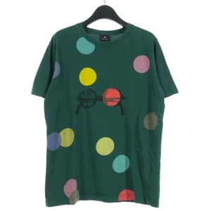 ピーエスポールスミス PS Paul Smith ドット柄 プリントTシャツ 半袖カットソー クルーネック M グリーン 緑 メンズ