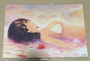 美少女系　オリジナル　水着　A4イラストカード　イラスト展　特典　珈琲貴族　ロイヤルマウンテン　青山澄香