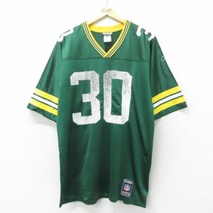 XL/古着 リーボック 半袖 ビンテージ フットボール Tシャツ メンズ 00s NFL グリーンベイパッカーズ アーマングリーン 30 ロング丈 メッシ