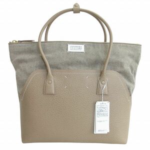 未使用品 メゾンマルジェラ 11 Maison Margiela 11 24SS 5AC SHOPPING TOTE BAGトートバッグ レザー×キャンバス ベージュ SB1WC0012