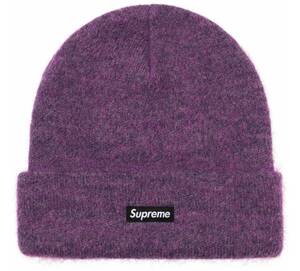 即発送 正規 24FW Supreme Mohair Beanie Plum シュプリーム モヘア ビーニー プラム ニット帽 ニットキャップ 帽子 Small Box Logo スモボ