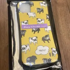 iPhone11Pro Max バンパー ケース カワイイ 犬　パグ イエロー