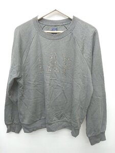 ◇ ⊇ GAP ギャップ ストーン　裏起毛　コットン 長袖 トレーナー　カットソー サイズM ブラック レディース P