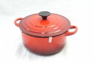 07★【美品】Le Creuset ル・クルーゼ シグニチャー ココット・ロンド 18cm 容量 1.8L チェリーレッド 両手鍋 鍋★622N7　/1.5ｂ*