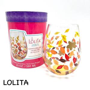 LOLITA｜ロリータ タンブラー 未使用品【アクティ】リーフ 葉 ハンドペイント ストーン ラメ グラス ゴージャス 新品 ブランド a864et oth.