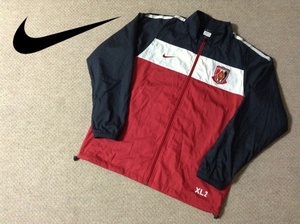 ★中古★日本製 ナイキ 浦和レッズ 選手用 ウォームアップジャケット XXLサイズ レッド 赤 メンズ NIKE SOCCER 00s 企業ロゴ DHL 刺繍 古着