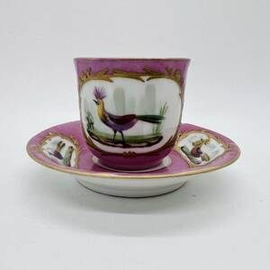 SEVRES ピンクのカップ-ソーサー C1755 Vincennes Mark LF Lefort 18世紀ぐらい アンティーク 骨董品 ビンテー