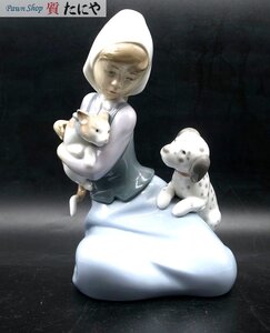 ★☆送料無料 【リヤドロ】 LLADRO 置物 少女と猫と犬 Little Friskies スペイン 陶器 フィギュリン☆★