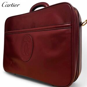 極美品●Cartier カルティエ マストライン スーツケース トランク ボストンバッグ ビジネス 大容量 A4可 レザー 本革 トラベル 出張 メンズ