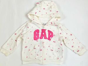 babyGAP 12-18months 80CM 0歳1歳女の子小花柄ジップアップパーカー 夏お出掛け 赤ちゃんはおりブランドロゴ GAPロゴくま耳フードパーカー