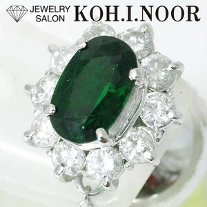 グリーングロッシュラー ガーネット 1.12ct ダイヤモンド 0.59ct プラチナ PT850 K18WG タイタック ツァボライト