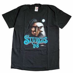 デッドストック STURGIS MOTORCYCLE RALLY Tシャツ スタージス David Mann デビッドマン ビンテージ Lサイズ バイカー チョッパー 古着