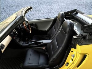 レザーシートカバー ホンダ ビート PP11 ヘッドレスト一体型 運転席 助手席 ブラック PVCレザー 難燃 防水 抗菌 防臭 / 151-47 NE*