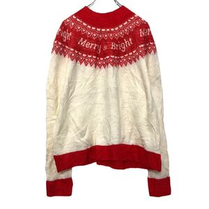 holiday time ノルディック柄 モックネック ニット 2XL レッド ホワイト ホリデータイム ビッグサイズ 古着卸 アメリカ仕入 a508-6346