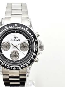 【即決特価】RELAX リラックス 王冠ロゴ D6-S ヴィンテージカスタム腕時計 世界で最も人気のポール・ニューマン腕時計 白文字盤 世田谷