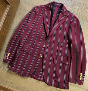 ★極美品★ RALPH LAUREN／ラルフローレン ストライプジャケット ３８Ｓ 英国MOON社生地 金ボタン メンズ Ｍサイズ相当