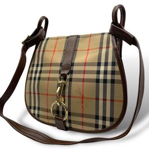 【美品】Burberry バーバリー ショルダーバッグ ノバチェック シャドウホース 斜め掛け 茶