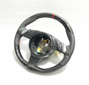 純正 ポルシェ 991 911 997 958 970 カレラ カイエン カイマン ボクスター カーボン ステアリング 赤ステッチ 新品