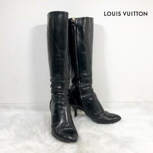 LOUIS VUITTON ルイ ヴィトン レザー ロングブーツ ブラック