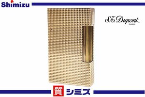 １円【S.T.Dupont】外装：良品 着火未確認 デュポン ライン2 ピラミッドカット ゴールドカラー 喫煙具 小物 アクセサリー ◆質屋