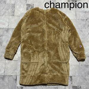 champion チャンピオン ボアフリースジャケット ロングジャケット もこもこ ノーカラー ドットボタン レディース サイズM 玉FS1171