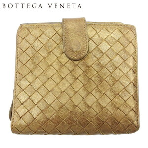 ボッテガ ヴェネタ 二つ折り 財布 ラウンドファスナー レディース メンズ 114073 イントレチャート BOTTEGA VENETA 中古