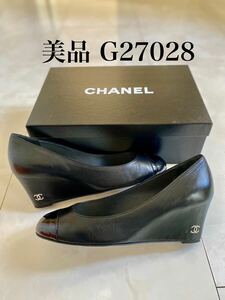 美品 シャネル ウェッジソール スリッポン シューズ パンプス 37 24cm 箱付属 CHANEL サンダル ミュール 靴