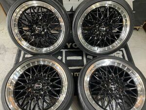 ◆SALE 1000円～!! KYOHO シュタイナー FTX 20×8.5J+48/+35 114.3/5H ブラック 245/35R20 中古タイヤ付き MAZDA6/GJアテンザ/エスティマ他