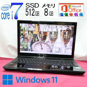 ★中古PC 最上級4コアi7！新品SSD512GB メモリ8GB★A47K Core i7-3632QM Webカメラ Win11 MS Office2019 Home&Business ノートPC★P71056