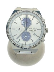 SEIKO◆ソーラー腕時計/アナログ/ステンレス/WHT/SLV/V195-0AE0