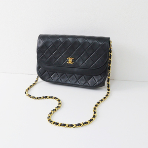 シャネル CHANEL マトラッセ ダブルフラップショルダーバッグ/ブラック レザー ラムスキン チェーン 鞄 ココマーク【2400013878258】