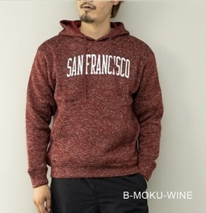 B-MOKU-WINE Size:L ニットフリース裏起毛パーカー 軽量 保温性