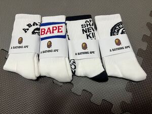 アベイシングエイプ A bathing ape man’s socks ホワイト ソックス　 靴下４足セット