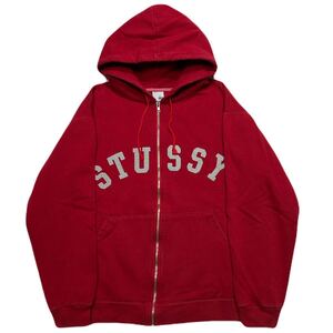 90s Stussy Full-Zip Foodie ビッグロゴ フーディー ジップアップパーカー レッド