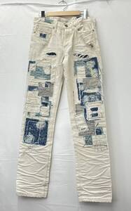 DELAY by Win＆Sons ディレイ バイ ウィンアンドサンズ Special Victor Denim ジーンズ パッチワーク ダメージ加工 サイズ1 ホワイト系