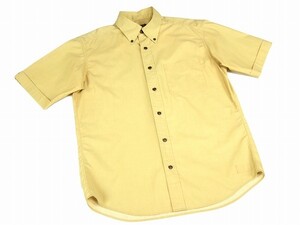 美品*JUNMEN ジュンメン*イエローベージュ系*ポリエステル×コットン*メンズ*半袖ボタンダウンシャツ*M*春夏