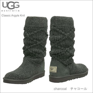 UGG アグ レディース　クラッシック　アーガイル　ニット　ブーツ　チャコール 5