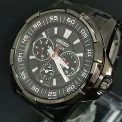 美品　稼働品　SEIKO　セイコー　ブラック　レッド　ステンレス　ソーラー