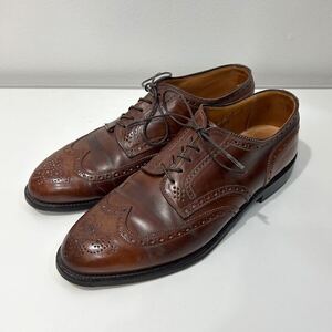 Alden 2099 volkenhoff 1990 usa製 8.5E ロングウイングチップ レザーシューズ 革靴 ブラウン ウイスキーコードバン ドレスシューズ 