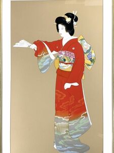 真作■シルクスクリーン■上村松園■『序の舞』■美人画巨匠 ・文化勲章■大型額装　2b