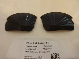 POLARIZED刻印入り★フラック 2.0 アジアンフィット用 カスタム偏光レンズ BLACK Polarized 新品 Flak 2.0 ASIAN FIT Flak 2.0 ASIAN