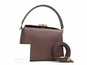 ■極美品■ GUCCI グッチ 000 026 0175 バンブー レザー 2WAY ハンドバッグ ショルダー レディース ブラウン系 AZ0517