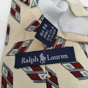 Ralph Lauren(ラルフローレン)白ボルドー四角ネクタイ