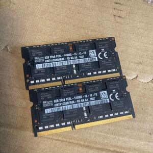 （805)SKhynix ノートPCメモリ 8GB 2Rx8 PC3L-14900S 2枚セット